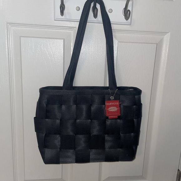 Harveys Seatbelt Bag Classic Black Woven Tote Double Handle Shoulder Bag Purse - Picture 10 of 12
